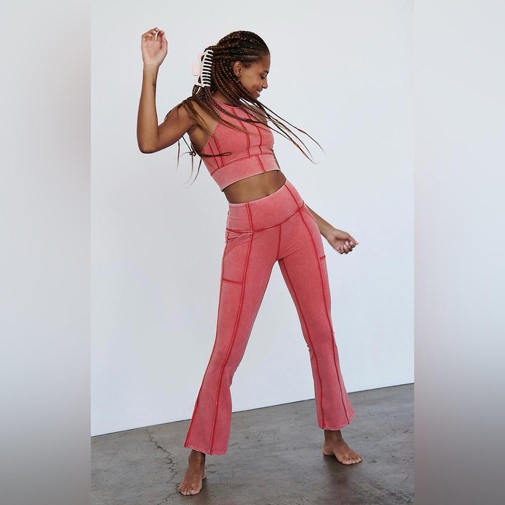 Free People Movement Bootcut Flared Pocket Pants in Washed Red Size Small